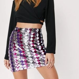 NWT Diamond Sequin Mini Skirt